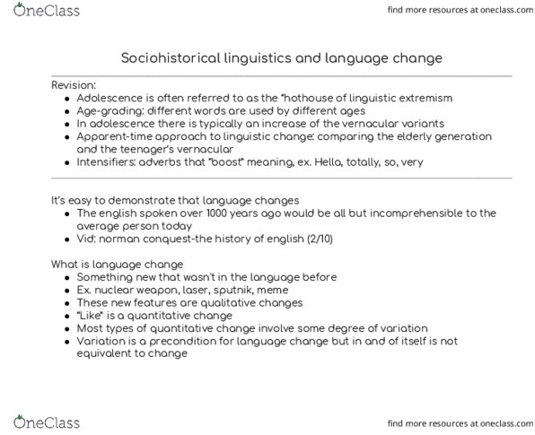 LIN 1340 Lecture Notes - Lecture 7: Written Language, Language Change thumbnail