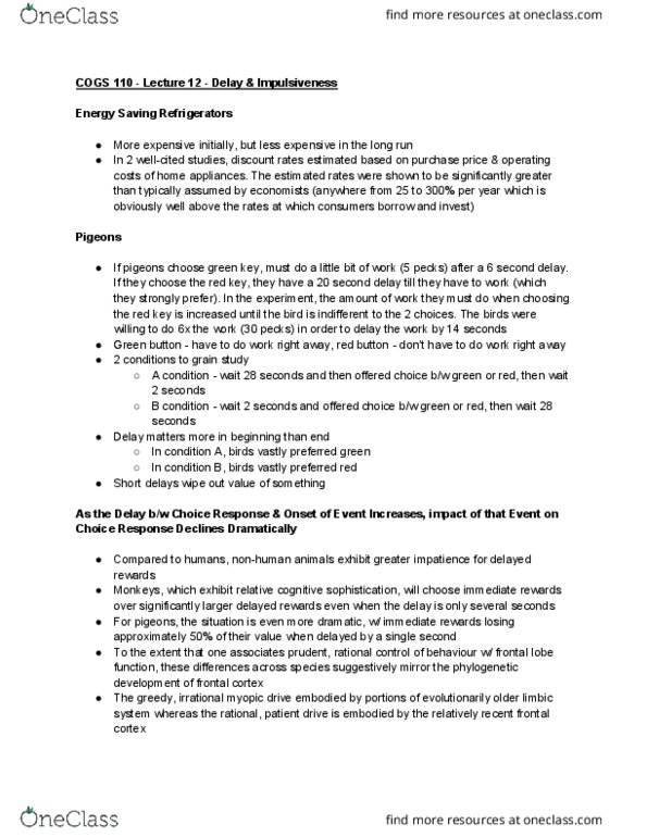 COGS 110 Lecture Notes - Lecture 12: Compulsive Gamblers, Frontal Lobe, Trojan War thumbnail