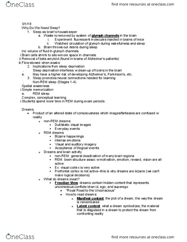 PSYCH 1000 Lecture Notes - Lecture 10: Frontal Lobe, Amyloid Beta, Sleep Deprivation thumbnail