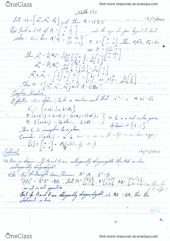 MATH235 Lecture 39: MATH235 Lecture Notes 39 thumbnail