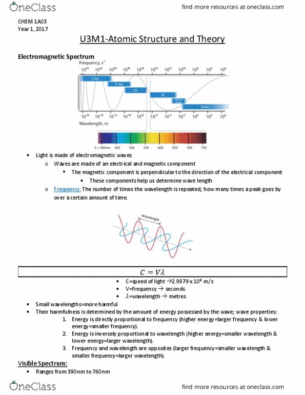 CHEM 1A03 Lecture Notes - Lecture 3: Work Function, Rydberg Formula, Threshold Energy thumbnail