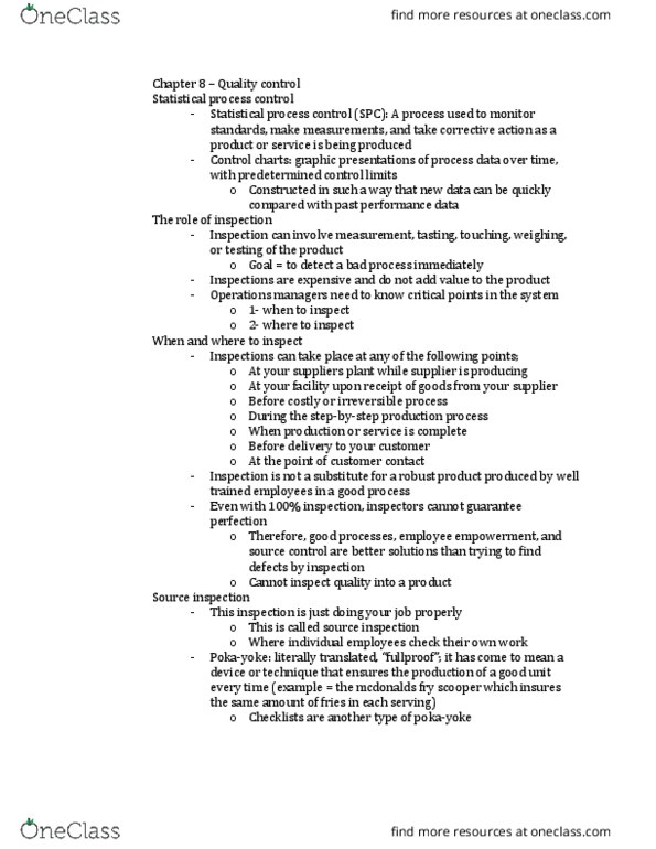 GMS 401 Lecture Notes - Lecture 8: Total Quality Management, Central Tendency, Normal Distribution thumbnail