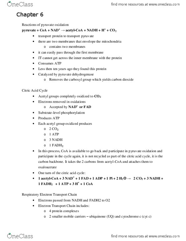 BI110 Lecture Notes - Glycolysis, Superoxide Dismutase, Pyruvic Acid thumbnail