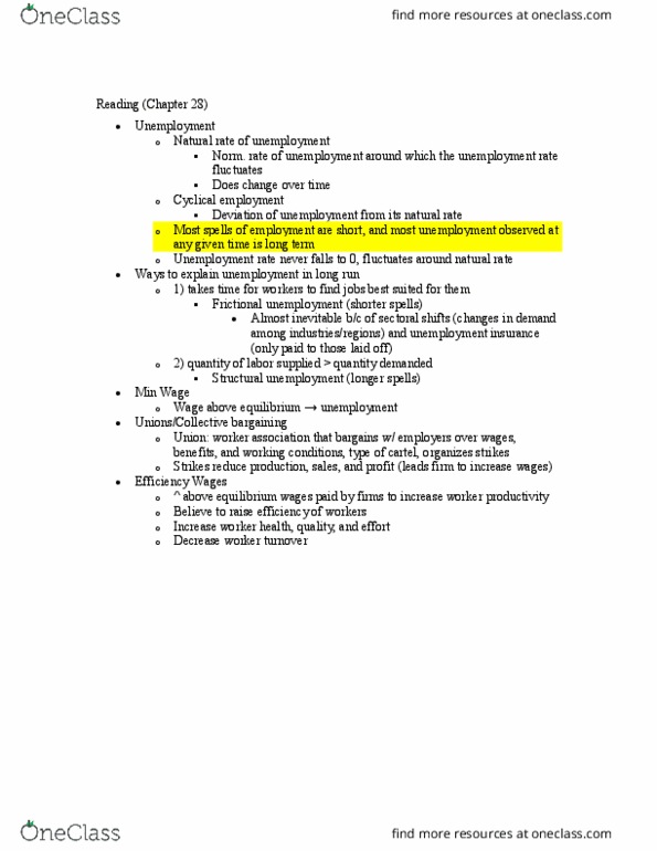 ECON 2 Chapter Notes - Chapter 28: Frictional Unemployment, Structural Unemployment thumbnail