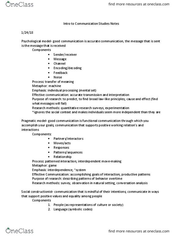 COMM 1025 Lecture Notes - Lecture 1: Jam Handy, Scientific Method, Psychophysics thumbnail