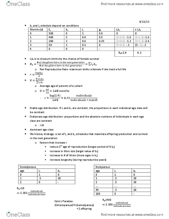 BCOR 102 Lecture Notes - Lecture 8: Semelparity And Iteroparity thumbnail