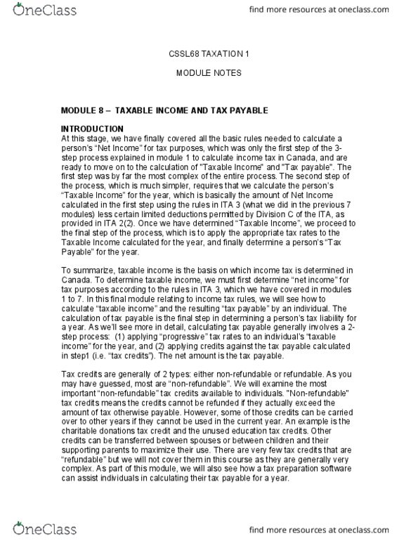 ACCT-224 Lecture 8: Module 8 - Taxable Income and Tax Payable(2) thumbnail