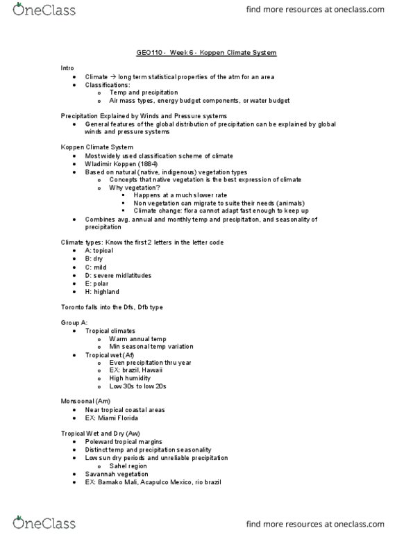 GEO 110 Lecture Notes - Lecture 7: Ogallala, Nebraska, Ocean Current, Evapotranspiration thumbnail