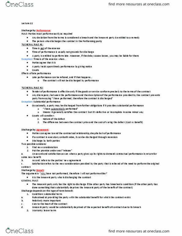 LAW 122 Lecture Notes - Lecture 11: The Seller, Liquidated Damages thumbnail