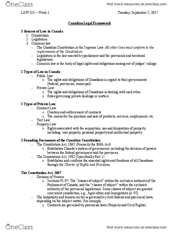 LAW 321 Lecture Notes - Lecture 1: Hospital Management Committee, Obstetrics, Ontario Human Rights Code thumbnail