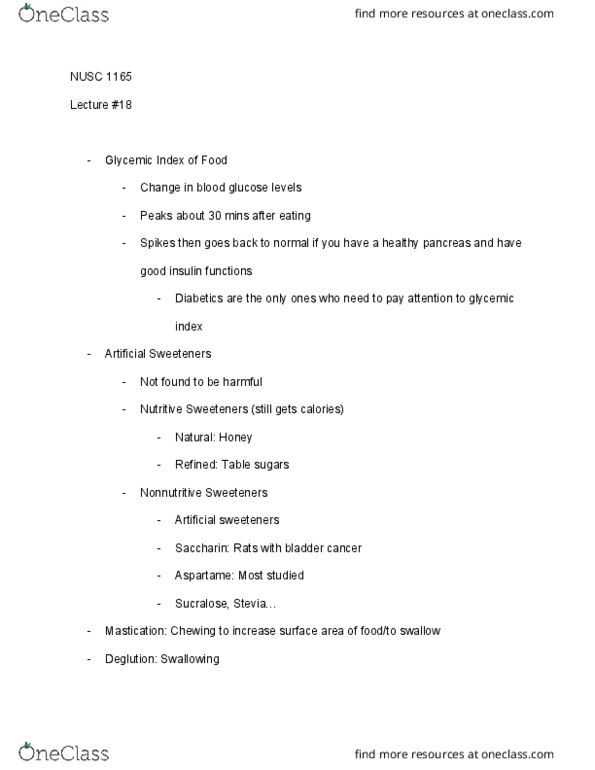 NUSC 1165 Lecture Notes - Lecture 18: Pepsin, Ghrelin, Glycemic Index thumbnail