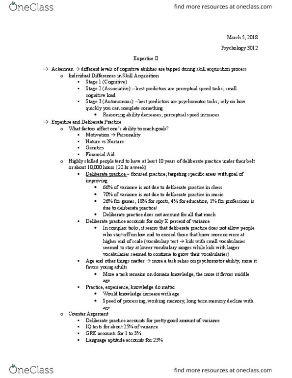PSYC 3012 Lecture Notes - Lecture 21: Long-Term Memory, Cognitive Load thumbnail