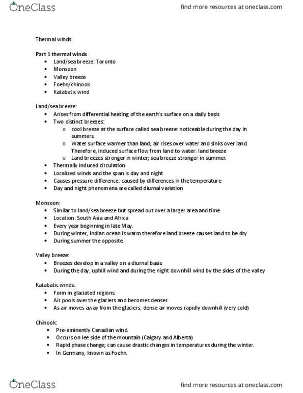 EESA09H3 Lecture Notes - Lecture 6: Urban Heat Island, Katabatic Wind, Sea Breeze thumbnail