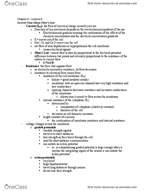 BIOL 2410 Lecture Notes - Lecture 4: Upper Set, Myelin, Axon Hillock thumbnail