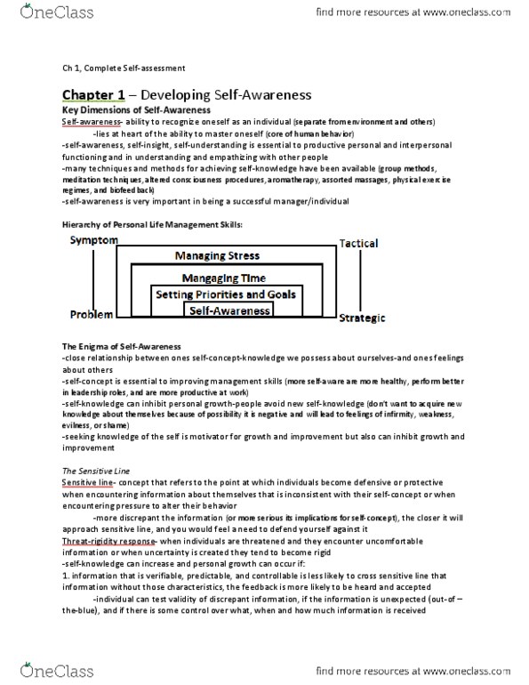 HROB 3100 Chapter Notes - Chapter 1: Agreeableness, Collectivism, Job Performance thumbnail