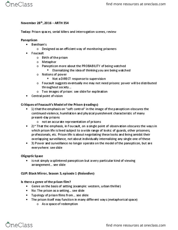 ARTH 354 Lecture Notes - Lecture 12: Sexual Predator, Murder, My Sweet, Asexuality thumbnail