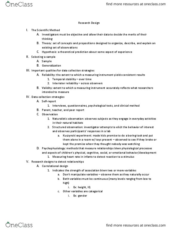 PSYC325 Lecture Notes - Lecture 1: Design Of Experiments, Longitudinal Study, Dependent And Independent Variables thumbnail