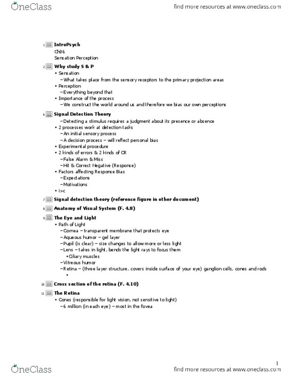 PS101 Lecture Notes - Taste, Proprioception, Microvillus thumbnail