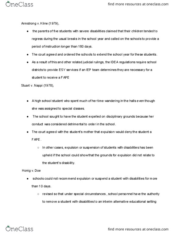 EDUC230 Chapter Notes - Chapter 1: Fourteenth Amendment To The United States Constitution, Tetraplegia, Equal Protection Clause thumbnail