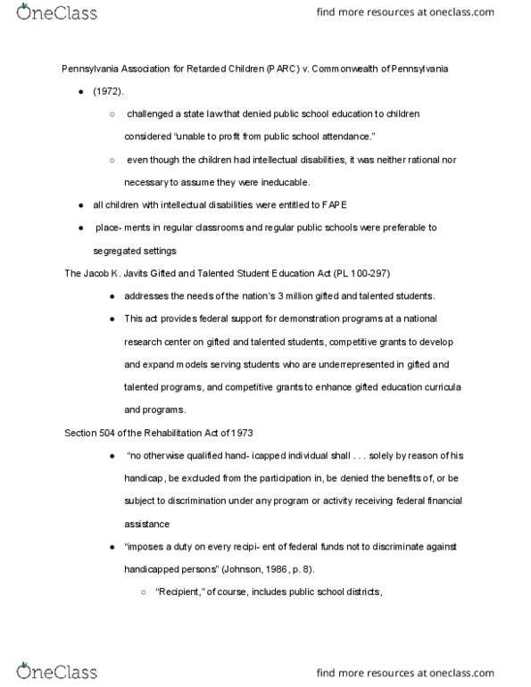 EDUC230 Chapter Notes - Chapter 1: Telecommunications Relay Service, Gifted Education, Rehabilitation Act Of 1973 thumbnail