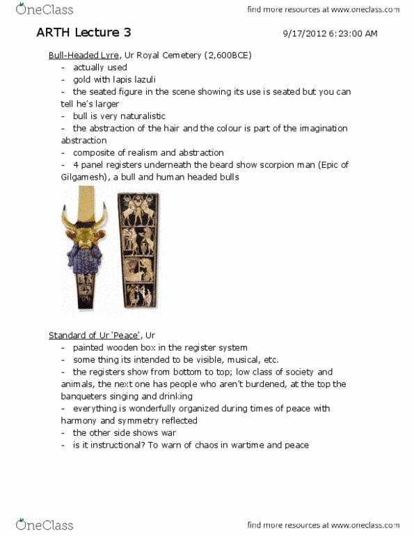 ARTH 1510 Lecture Notes - Lecture 3: Ishtar Gate, Art Of Mesopotamia, Narmer thumbnail