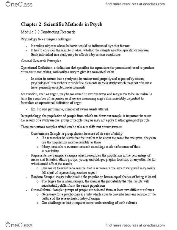 PSY 101 Chapter Notes - Chapter 2.2: Scatter Plot, Illusory Correlation, Operational Definition thumbnail