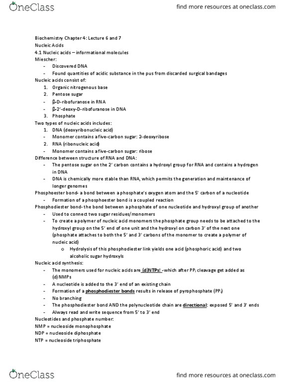 BCH 261 Chapter Notes - Chapter 4: Absorbance, Dna Ligase, Acid Dissociation Constant thumbnail