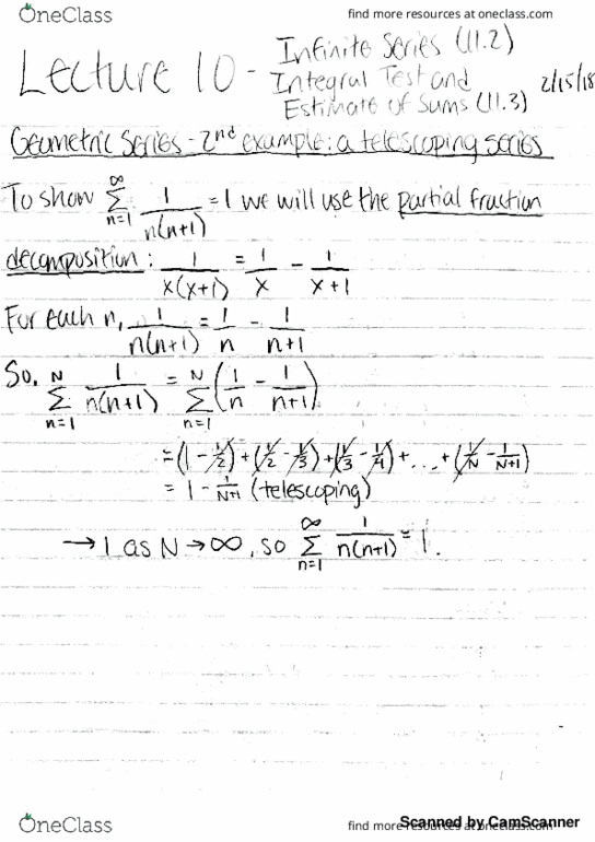 MATH 1132Q Lecture 10: Infinite Series, Integral Test, and Estimate of Sums thumbnail