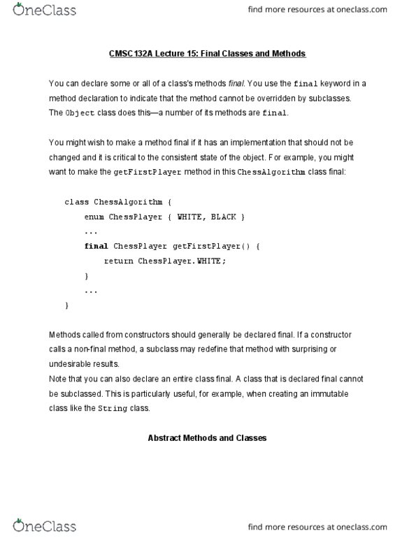 CMSC 132A Lecture Notes - Lecture 15: Bitstream, Java Development Kit, Access Modifiers thumbnail