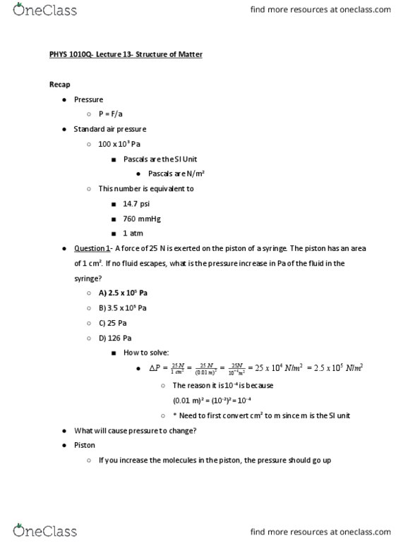 PHYS 1010Q Lecture Notes - Lecture 13: Horse Length, Ideal Gas Law, Scale Of Temperature thumbnail