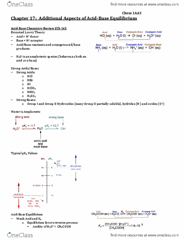 CHEM 1AA3 Chapter Notes - Chapter 17: Sodium Hydroxide, Benzoic Acid, Acidosis thumbnail