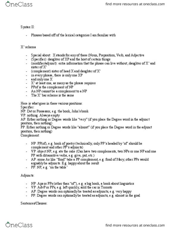 LIN102H5 Lecture Notes - Lecture 5: Referring Expression, Ditransitive Verb, Preposition And Postposition thumbnail