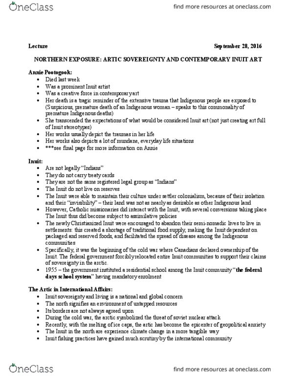 CANS 315 Lecture Notes - Lecture 4: Nunavut Land Claims Agreement, Tagak Curley, Inuit Languages thumbnail