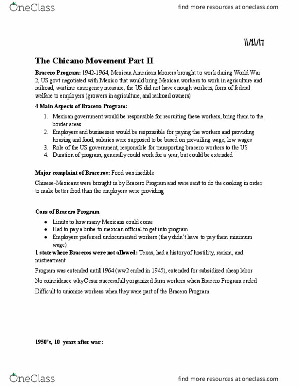 CH ST 1A Lecture Notes - Lecture 15: 6 Years, Edward R. Roybal, League Of United Latin American Citizens thumbnail