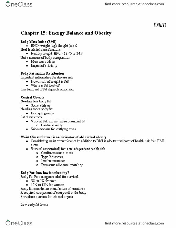 ESS 3 Lecture Notes - Lecture 15: Anorectic, Infertility, Weight Loss thumbnail