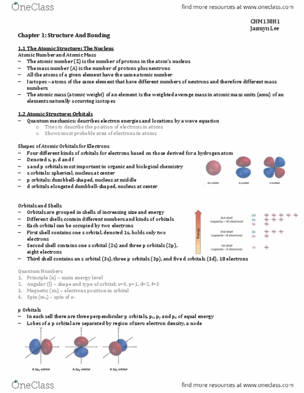 CHM136H1 Chapter Notes - Chapter 1: Antibonding Molecular Orbital, Methyl Group, Headon thumbnail