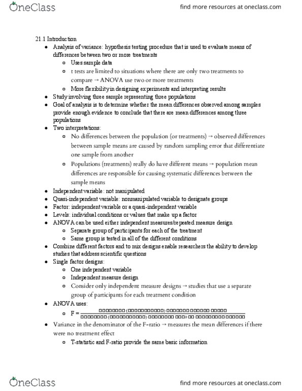 PSYC 60 Chapter Notes - Chapter 12: Type I And Type Ii Errors, Variance, Dependent And Independent Variables thumbnail