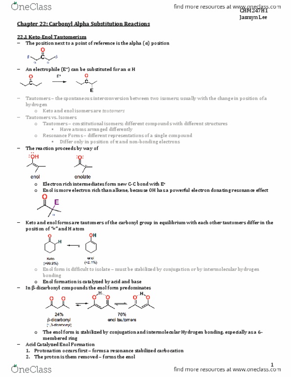 CHM247H1 Chapter Notes - Chapter 22: Command And Control, Diethyl Malonate, Enamine thumbnail