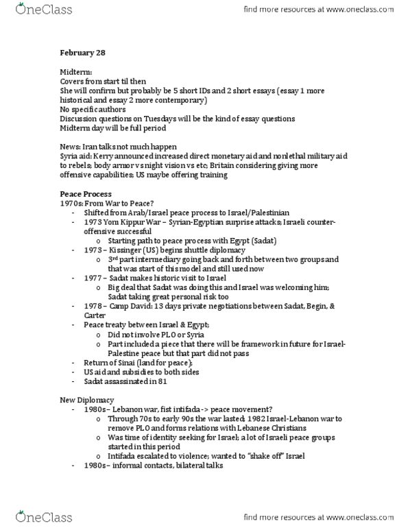 POLI 341 Lecture Notes - Geneva Initiative (2003), Khartoum Resolution, Second Intifada thumbnail