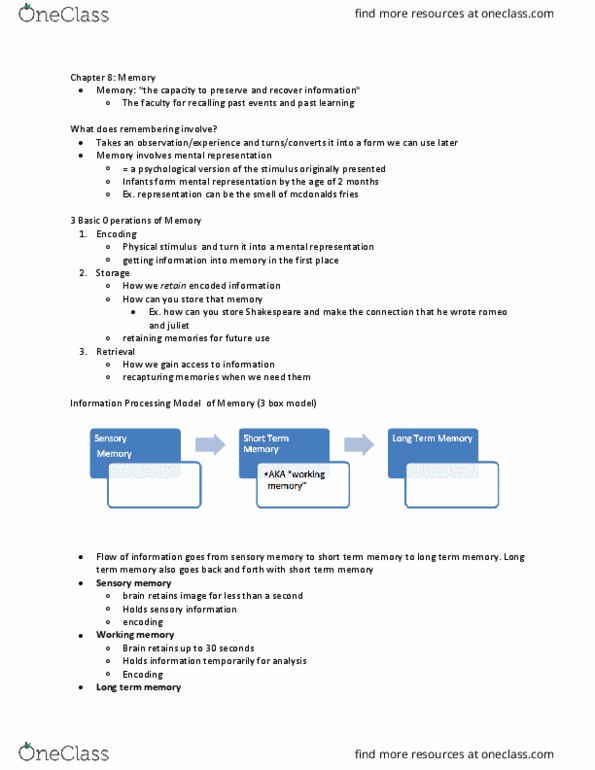 PSY 105 Chapter Notes - Chapter 8: Episodic Memory, Anterograde Amnesia, Clive Wearing thumbnail