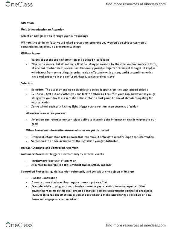 PSYCH 1X03 Lecture Notes - Lecture 8: Visual Search, Speech Shadowing, Computer Monitor thumbnail