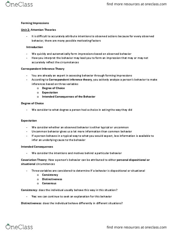 PSYCH 1X03 Lecture Notes - Lecture 10: Rush Hour, Physical Attractiveness, Fundamental Attribution Error thumbnail