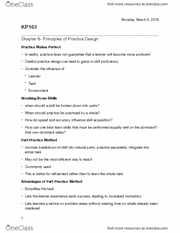 KP161 Lecture Notes - Lecture 8: Goal Setting thumbnail