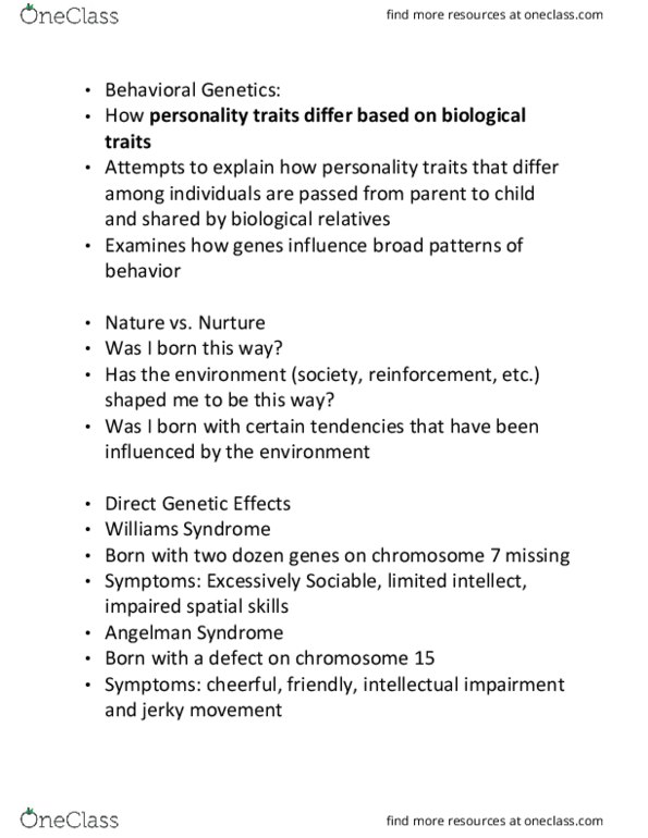 PSYCH 210 Lecture Notes - Lecture 11: Extraversion And Introversion, Longitudinal Study, Natural Selection thumbnail