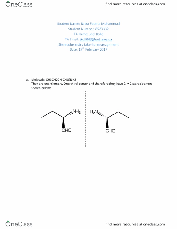 CHM 2120 Lecture Notes - Lecture 30: Cyclohexanol, Staggered Conformation, Stereocenter thumbnail