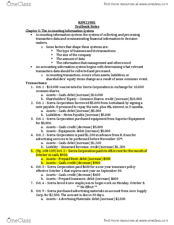 RSM219H1 Chapter Notes - Chapter 3: Accounting Information System, The Ledger, General Journal thumbnail