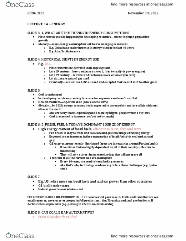 GEOG 2EI3 Lecture Notes - Lecture 14: Oil Reserves, Fossil thumbnail