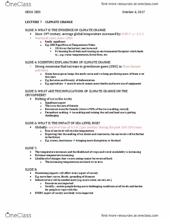 GEOG 2EI3 Lecture Notes - Lecture 7: Sea Level Rise, Permafrost thumbnail