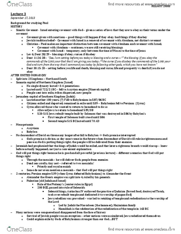 RELIGST 2HH3 Lecture Notes - Lecture 2: Pharisees, Nasserism, Fornication thumbnail