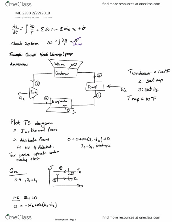 ME 2380 Lecture Notes - Lecture 19: Thermodynamics thumbnail